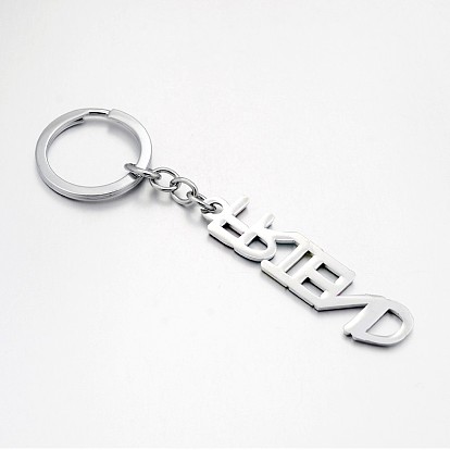 Platinum Plated Zinc Alloy Enamel Word Friend Pendant Keyrings Keychain, 124x16mm