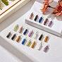 48Pcs 12 Styles Natural Mixed Stone Pendants, with Platinum Plated Eco-Friendly Brass Wire Wrapped, Column, Mixed Dyed and Undyed