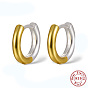 Двухцветные женские серьги-кольца из стерлингового серебра 925