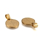 304 Stainless Steel Flat Round Pendants, Golden & Stainless Steel Color, 17x15x1mm, Hole: 4X6mm