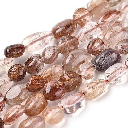 Perlas de cuarzo rutilado naturales hebras, piedra caída, pepitas