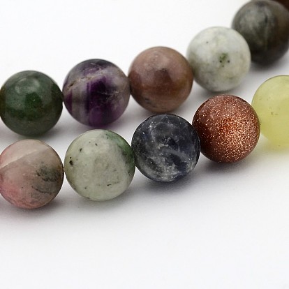 Naturelles et synthétiques mélangées perles de pierres précieuses brins, ronde