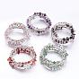 Five Loops Wrap Gemstone Beads Bracelets, with Crystal Chips Beads and Iron Spacer Beads