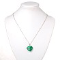 Gemstone Heart Pendant Necklaces, with Brass Chains and Brass Spring Ring Clasps, Platinum, 18 inch 