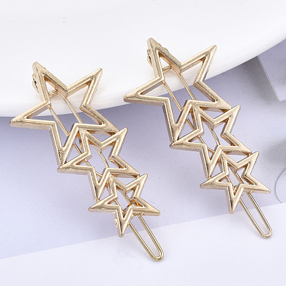 Alloy Hollow Geometric Hair Pin, Ponytail Holder Statement, Hair Accessories for Women, Cadmium Free & Lead Free, Star
