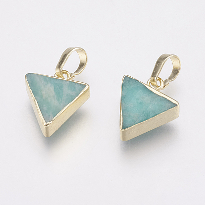 Natural Amazonite Pendants, with Brass Findings, Triangle