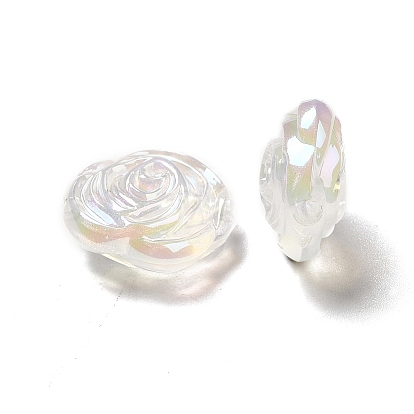 UV Plating Transparent Acrylic Beads, AB Color Plated, Rose