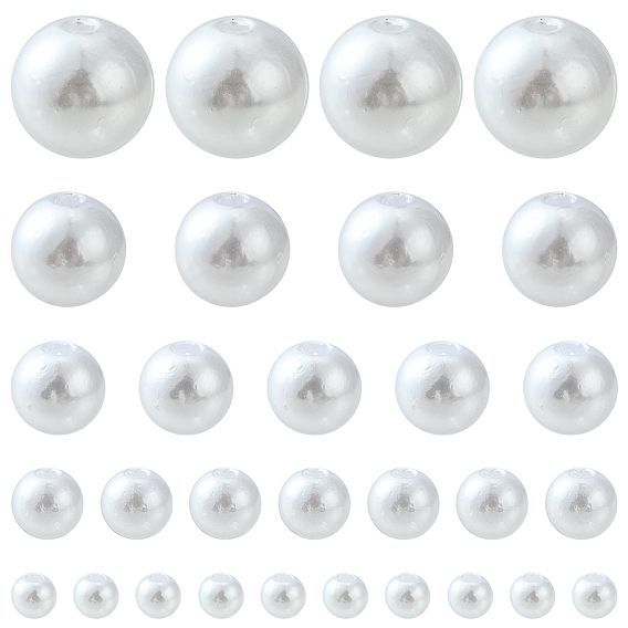 5 cuentas de perlas de imitación de plástico abs estilo, rondo