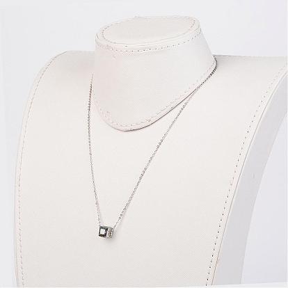 316 colliers à pendentif en acier inoxydable chirurgical, perles de verre, 17.7 pouce (45 cm)