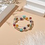 Natural & Synthetic Mixed Gemstone Round Beaded Triple Loop Wrap Bangle for Women