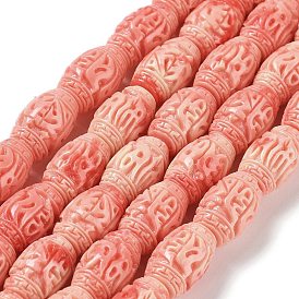Synthetic Coral Carved Beads, Dyed, Drum
