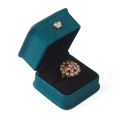 Caja de almacenamiento de anillo de cuero de la pu, lujoso estuche de regalo interior, para soporte de anillo de escaparate de joyería