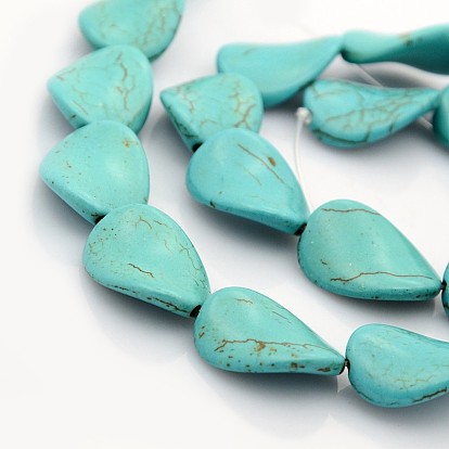 Synthetic Turquoise Beads Strands, Dyed, Drop, Sold by KG, 20x15x5mm, Hole: 1mm, about 21pcs/strand, 16 inch