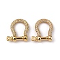 Brass Micro Pave Clear Cubic Zirconia D-Ring Anchor Shackle Clasps, for Bracelets Making, Nickel Free