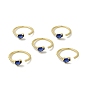 Blue Cubic Zirconia Teardrop Open Cuff Ring, Brass Jewelry for Women, Cadmium Free & Nickel Free & Lead Free
