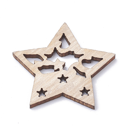 Undyed Wooden Pendants, Star