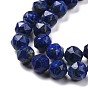 Natural Lapis Lazuli Beads Strands, Star Cut Round Beads, Faceted