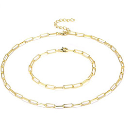 Minimalist Geometric Hip Hop Jewelry Set: Clip Necklace and Square Bracelet