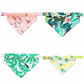 Cotton Pet's Bandanas, Dog Cat Collar Bibs, Triangle with Plants/Animal Pattern