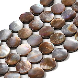 Natural Sea Shell Beads Strands, Flat Round