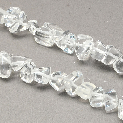Naturelles cristal de quartz brins de perles, perles de cristal de roche, puce, longueur d'environ 8~18 mm ,  largeur de 6~12 mm, épaisseur de 3~7mm, Trou: 1mm, environ 160 / pcs brins, 34.6 pouce