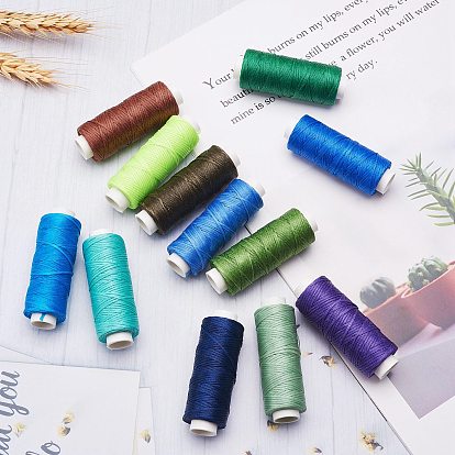 12Rolls 12 Colors Waxed Polyester Cord, Flat