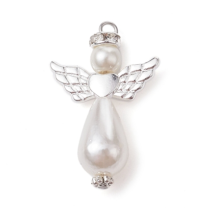 Acrylic Imitation Pearl with Alloy Pendants, Angel