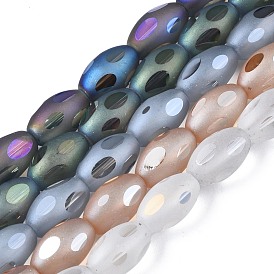 Perles de verre dépoli de galvanoplastie brins, ovale