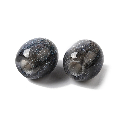 Perles européennes scintillantes en résine, Perles avec un grand trou   , baril