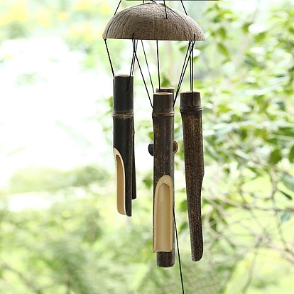 Carillons éoliens en tube de bambou, décorations de pendentif en bois de noix de coco