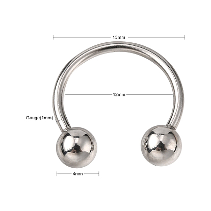 316L Surgical Stainless Steel Circular/Horseshoe Barbell with Round Ball, Nose Septum Rings, Cartilage Earrings
