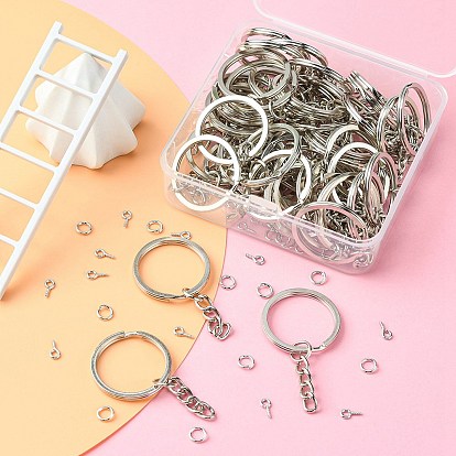 DIY Keychain Making Finding Kit, Including Brass Jump Rings, Iron Split Key Rings & Screw Eye Pin Peg Bails