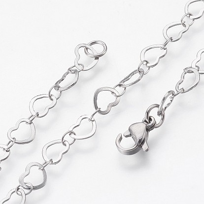 Ионное покрытие (ip) 304 браслеты-цепочки из нержавеющей стали, с карабин-лобстерами , сердце