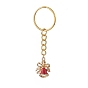 Christmas Bell Alloy Enamel Pendant Keychains, with Iron Split Key Rings