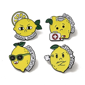 Funny Lemon Zinc Alloy Brooches, Lemon Enamel Pins, for Backpack Clothes
