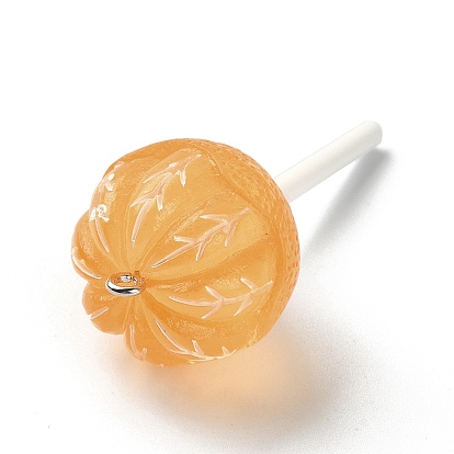 Translucent Resin Imitation Food Pendants, Lollipop Charms with Platinum Tone Iron Loops