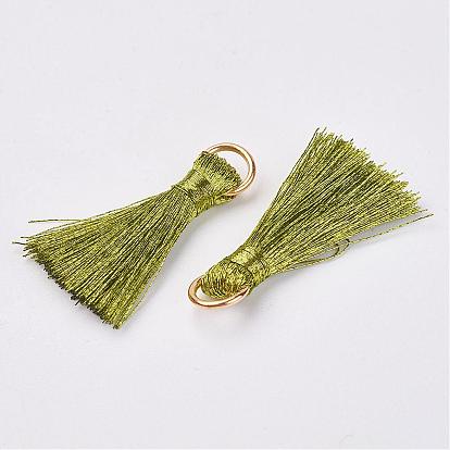 Cannetille Nylon Tassel Pendant Decorations, with Iron Findings, Golden