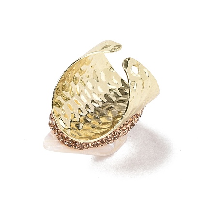 Открытое кольцо-манжета с натуральным жемчугом неправильной формы, широкое женское кольцо из латуни с покрытием из светлого золота, без кадмия и без свинца