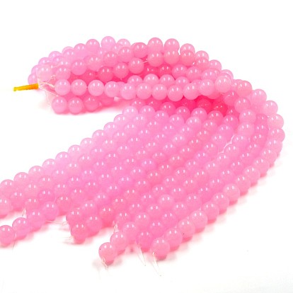 Dyed Natural White Jade Round Bead Strands, 8mm, Hole: 1mm, about 46pcs/strand, 14.9 inch