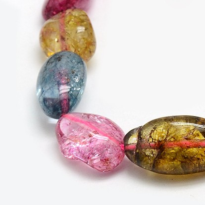 Pépites naturelles de cristal de quartz perles brins, pierre tombée, teints et chauffée, 13~24x10~14mm, Trou: 1mm, environ 15.5 pouce