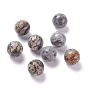 Perles de pierre de carte naturelle, pas de trous / non percés, pour création de fil enroulé pendentif , ronde