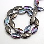 Faceted Electroplate Crystal Glass Horse Eye Beads Strands, Color Plated, 25x12x8mm, Hole: 1mm, about 30pcs/strand, 29.5 inch