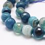 Faceted Natural Agate Beads Strands, Dyed, Round, Grade A