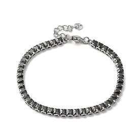 Bracelet de tennis en zircone cubique, 304 bracelet chaîne à maillons carrés en acier inoxydable