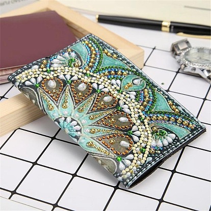 DIY Diamond Painting Passport Cover Kits, including Resin Rhinestones, Diamond Sticky Pen, Tray Plate and Glue Clay