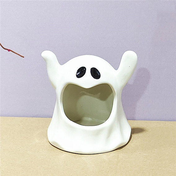 Halloween Theme Porcelain Candle Holder, Candlestick Stand, Ghost