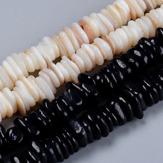 Natural Freshwater Shell Beads Strands, Shell Shards, Disc