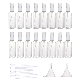 Ensembles de vaporisateur de parfum en plastique transparent pour animaux de compagnie, avec trémie d'entonnoir en plastique pp et compte-gouttes en plastique pe, épaule ronde