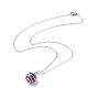 Natural Gemstone Cage Pendant Necklace with 304 Stainless Steel Cable Chains for Women