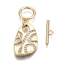 Brass Micro Pave Clear Cubic Zirconia Toggle Clasps, Nickel Free
